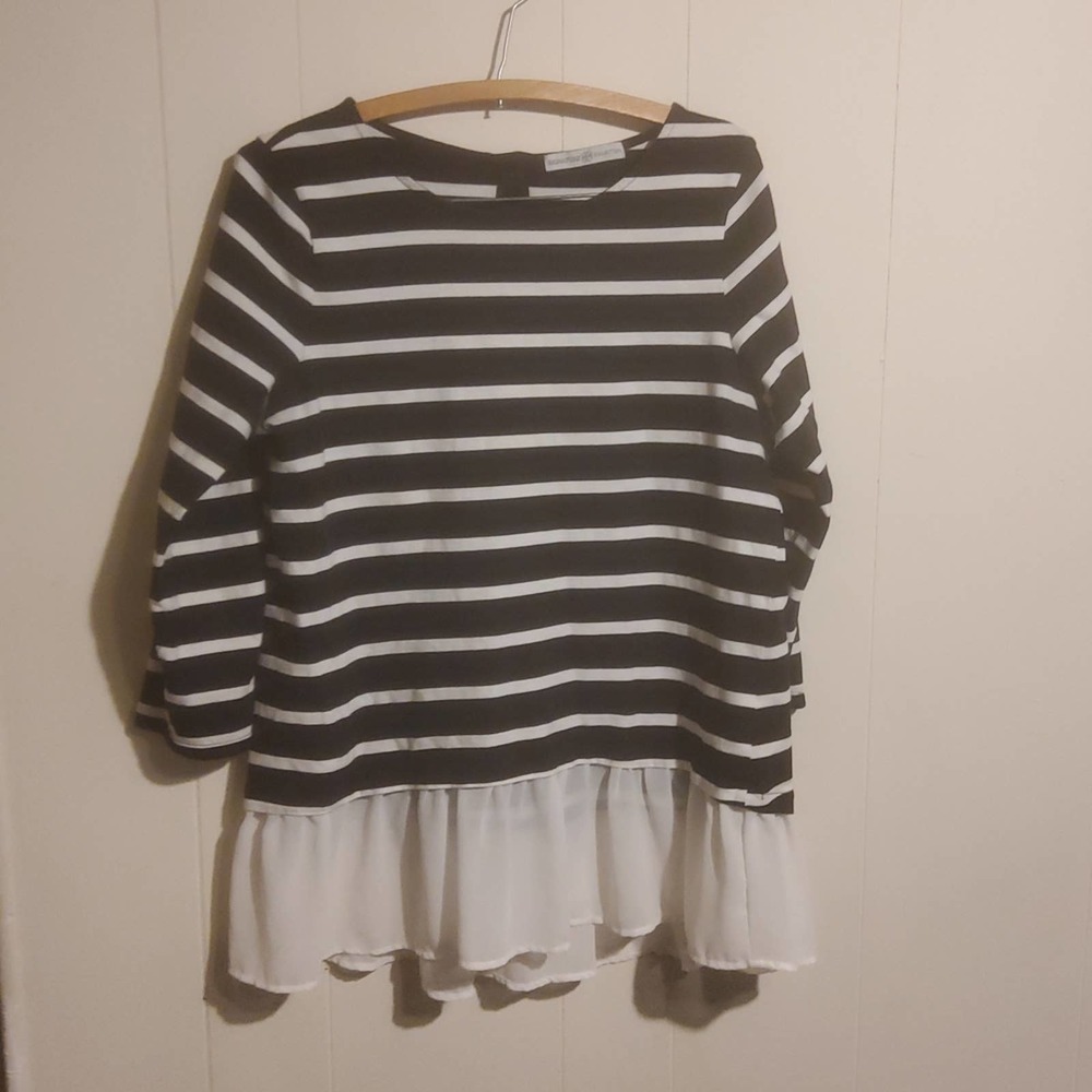 Pop over top with attached sheer blouse medium